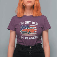 I'm Not Old I'm Classic T Shirt For Women Vintage 1957 Hot Rod Silhouette Patriotic American Flag