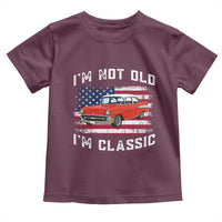 I'm Not Old I'm Classic Toddler T Shirt Vintage 1957 Hot Rod Silhouette Patriotic American Flag