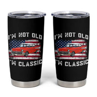 I'm Not Old I'm Classic Tumbler Cup Vintage 1957 Hot Rod Silhouette Patriotic American Flag