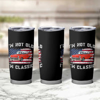 I'm Not Old I'm Classic Tumbler Cup Vintage 1957 Hot Rod Silhouette Patriotic American Flag