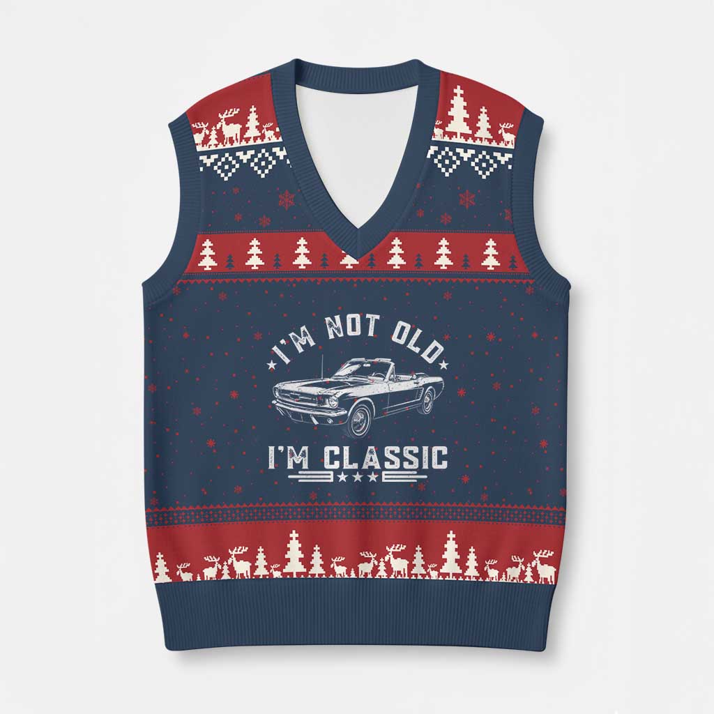 I'm Not Old I'm Classic V-Neck Knit Sweater Vest Vintage 1963 Classic Sports Car