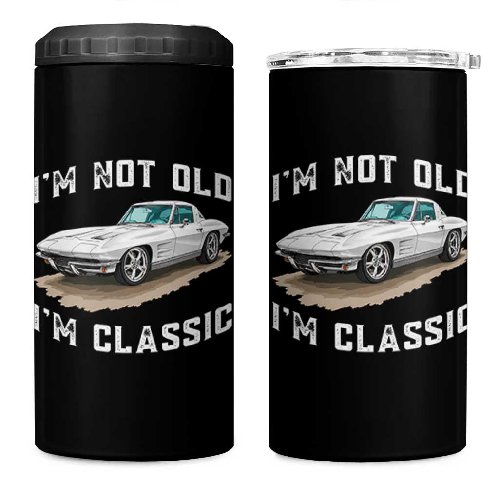 I'm Not Old I'm Classic 4 in 1 Can Cooler Tumbler Vintage 1963 Sports Car Retro Americana