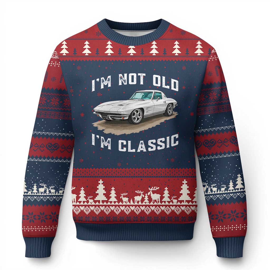 I'm Not Old I'm Classic Ugly Christmas Sweater Vintage 1963 Sports Car Retro Americana