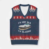 I'm Not Old I'm Classic V-Neck Knit Sweater Vest Vintage 1963 Sports Car Retro Americana