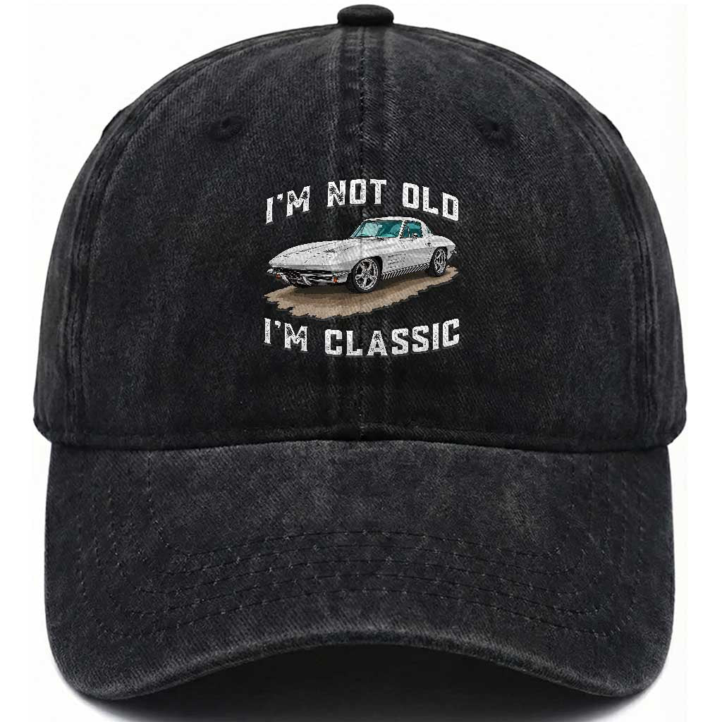 I'm Not Old I'm Classic Washed Cotton Baseball Cap Vintage 1963 Sports Car Retro Americana