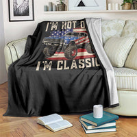 I'm Not Old I'm Classic Throw Blanket Vintage Car American Flag 4th of July