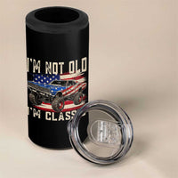 I'm Not Old I'm Classic 4 in 1 Can Cooler Tumbler Vintage Car American Flag 4th of July