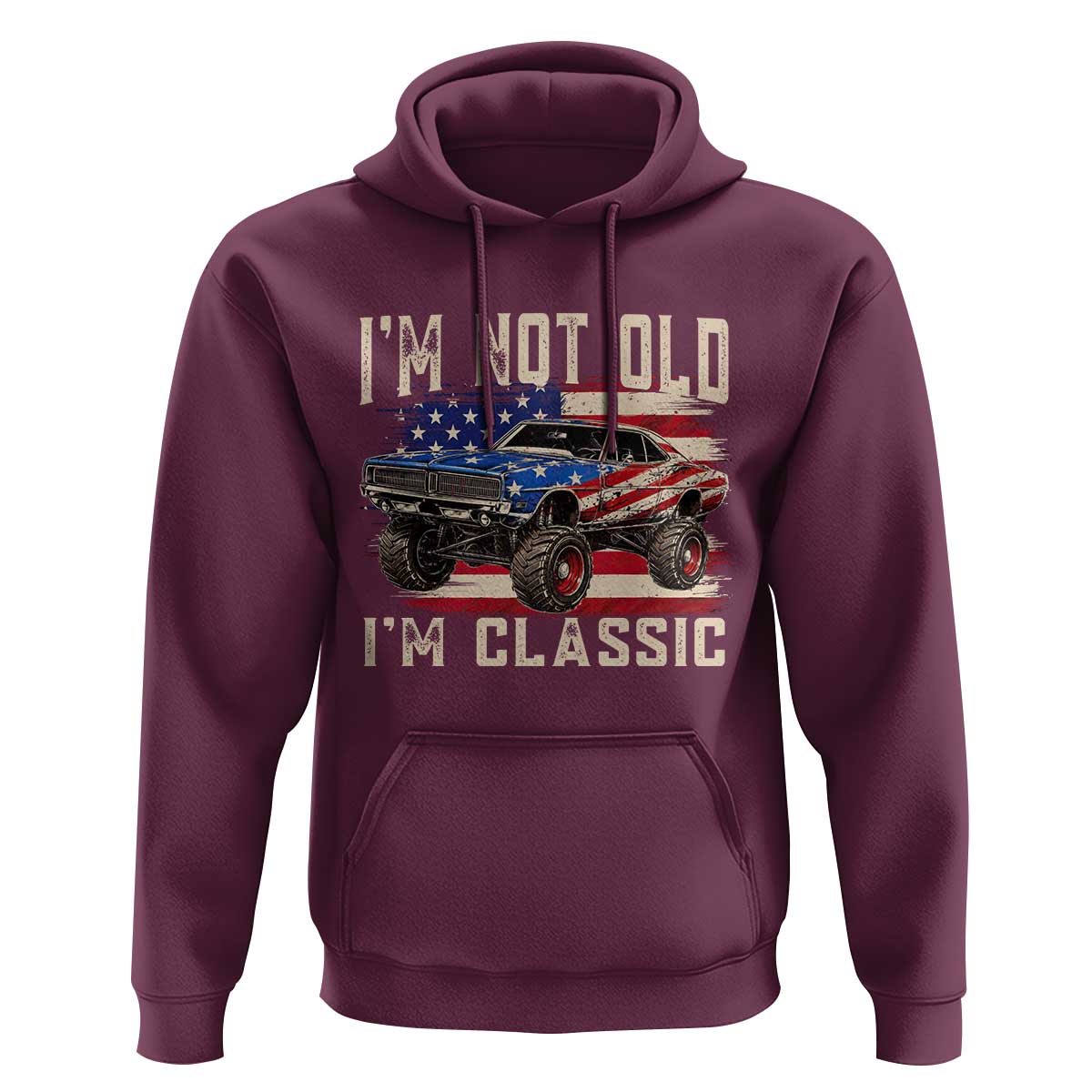 I'm Not Old I'm Classic Hoodie Vintage Car American Flag 4th of July