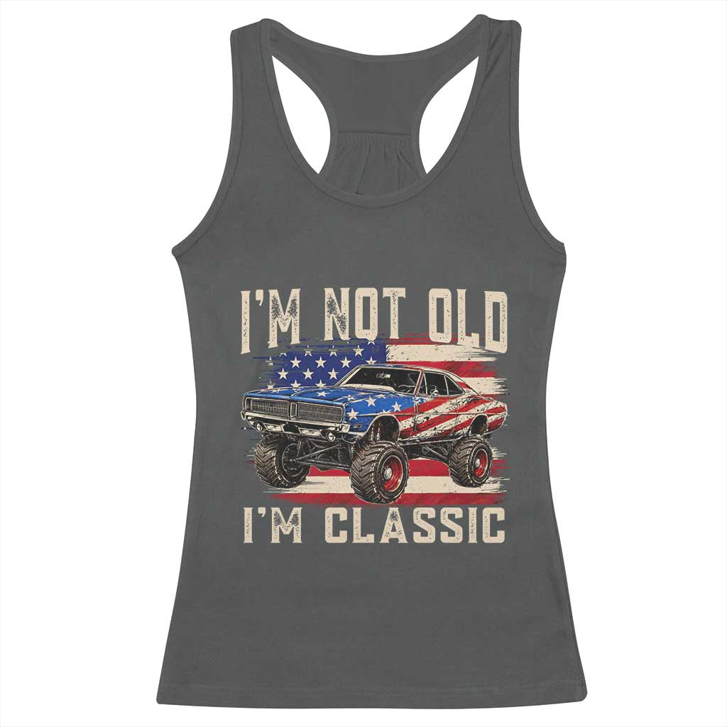 I'm Not Old I'm Classic Racerback Tank Top Vintage Car American Flag 4th of July