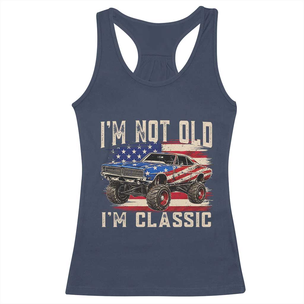 I'm Not Old I'm Classic Racerback Tank Top Vintage Car American Flag 4th of July