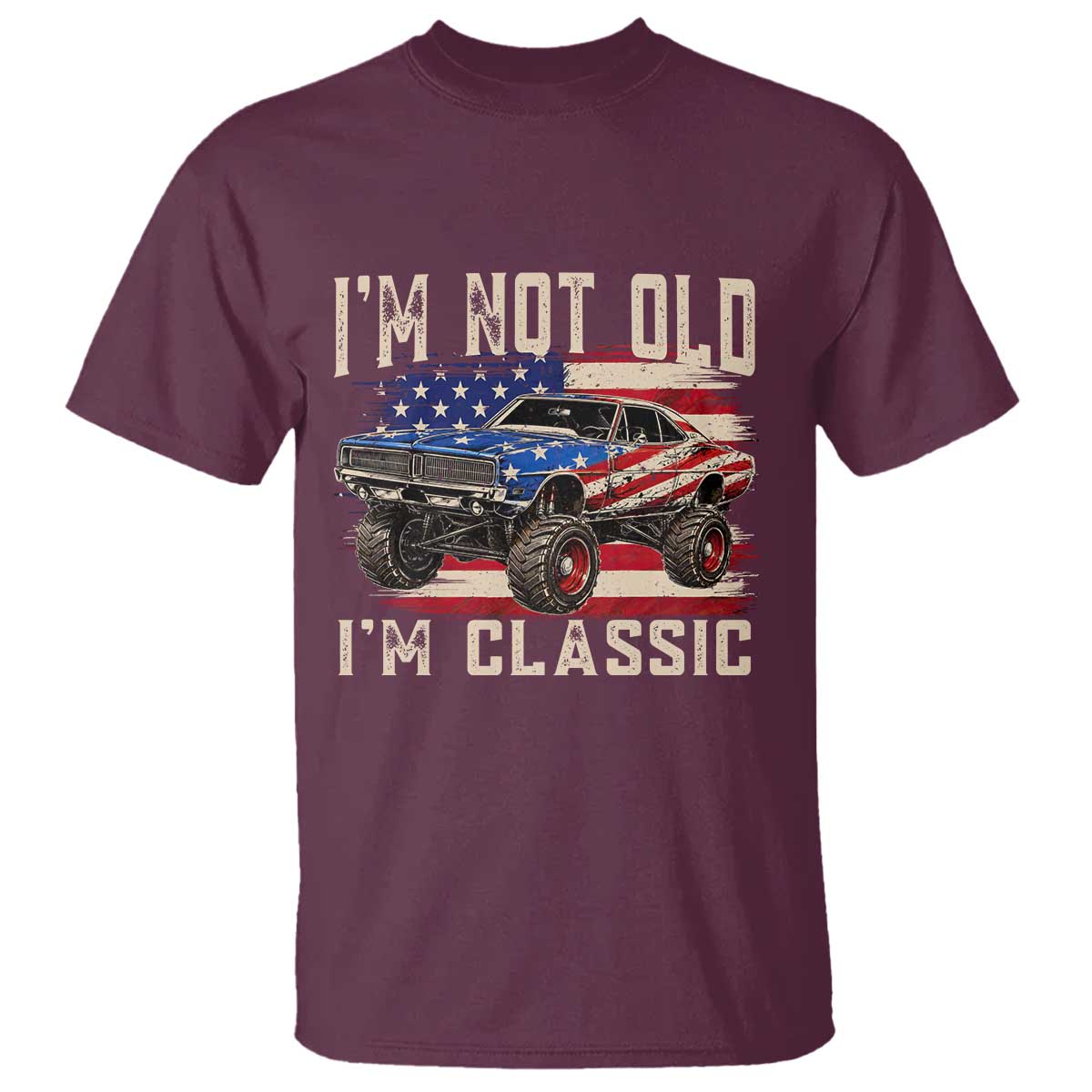 I'm Not Old I'm Classic T Shirt Vintage Car American Flag 4th of July
