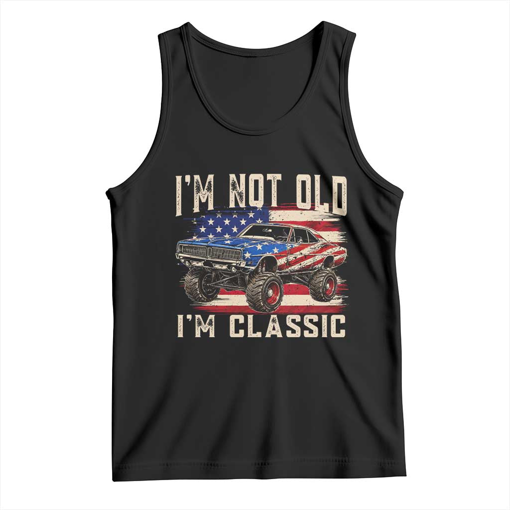 I'm Not Old I'm Classic Tank Top Vintage Car American Flag 4th of July
