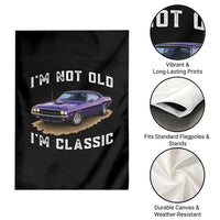 I'm Not Old I'm Classic Garden Flag Vintage 1970 Purple Classic Muscle Car