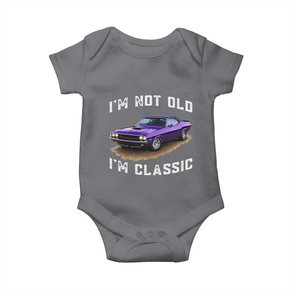 I'm Not Old I'm Classic Baby Onesie Vintage 1970 Purple Classic Muscle Car