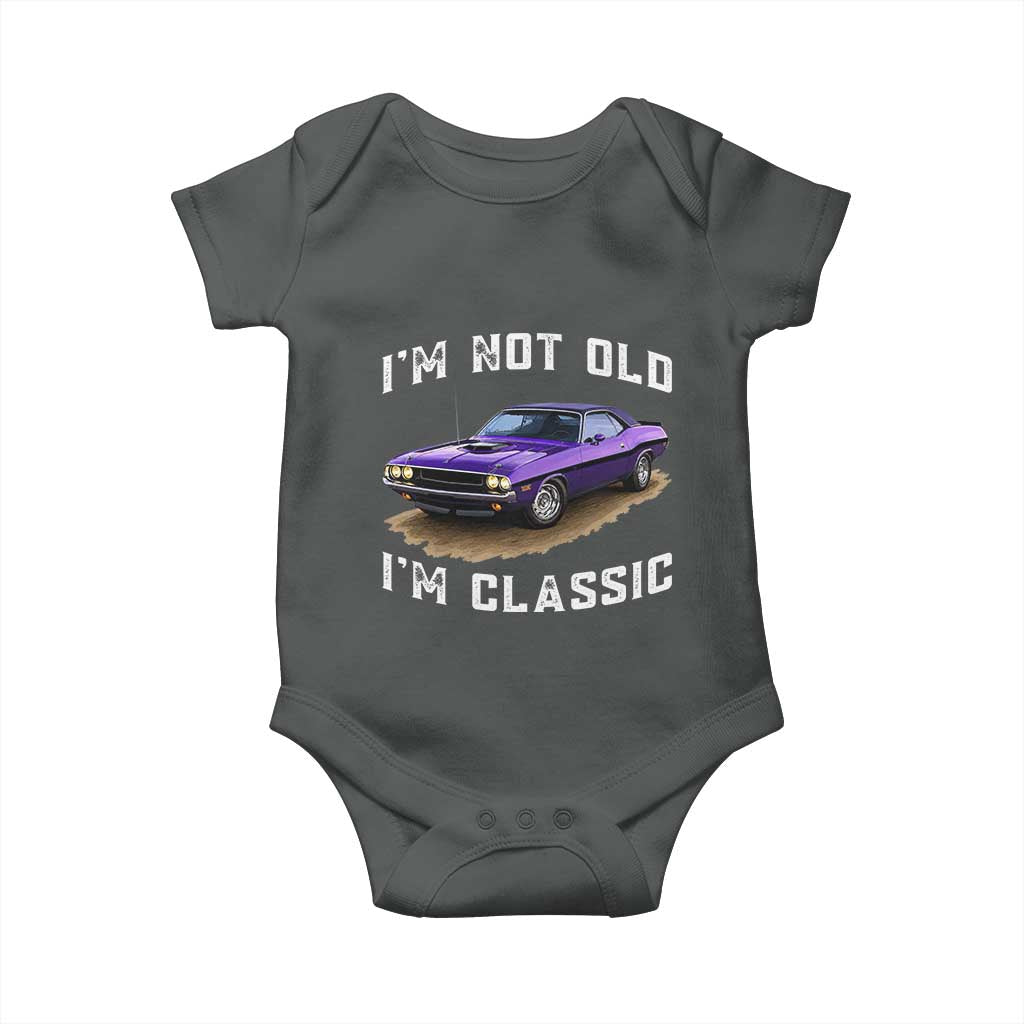 I'm Not Old I'm Classic Baby Onesie Vintage 1970 Purple Classic Muscle Car