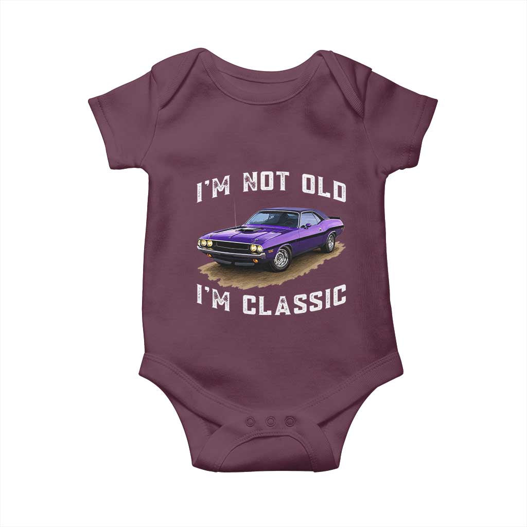 I'm Not Old I'm Classic Baby Onesie Vintage 1970 Purple Classic Muscle Car