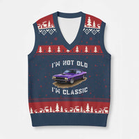 I'm Not Old I'm Classic V-Neck Knit Sweater Vest Vintage 1970 Purple Classic Muscle Car