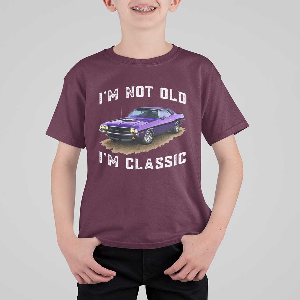 I'm Not Old I'm Classic T Shirt For Kid Vintage 1970 Purple Classic Muscle Car