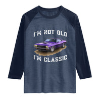 I'm Not Old I'm Classic Raglan Shirt Vintage 1970 Purple Classic Muscle Car
