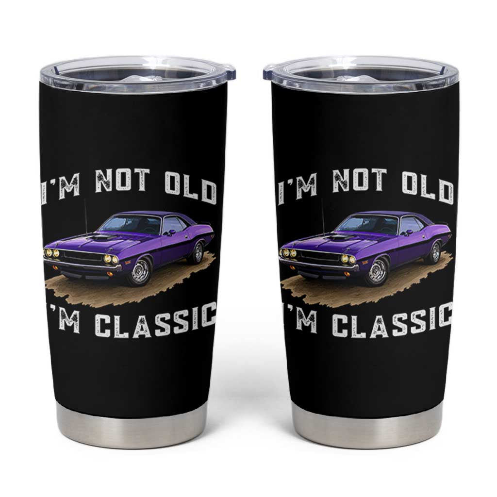 I'm Not Old I'm Classic Tumbler Cup Vintage 1970 Purple Classic Muscle Car