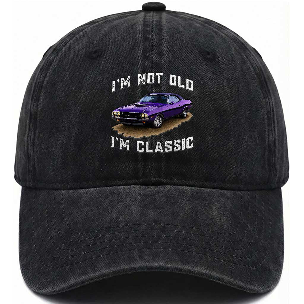 I'm Not Old I'm Classic Washed Cotton Baseball Cap Vintage 1970 Purple Classic Muscle Car