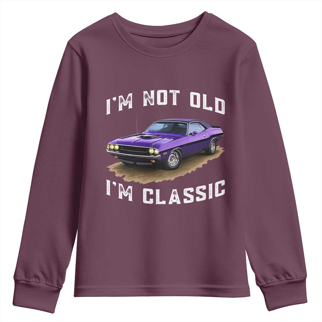 I'm Not Old I'm Classic Youth Sweatshirt Vintage 1970 Purple Classic Muscle Car