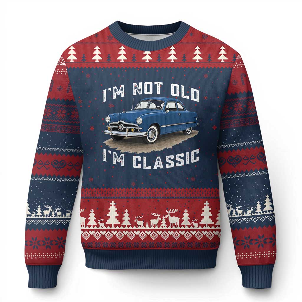 I'm Not Old I'm Classic Ugly Christmas Sweater Vintage 1949 Classic American Coupe Car