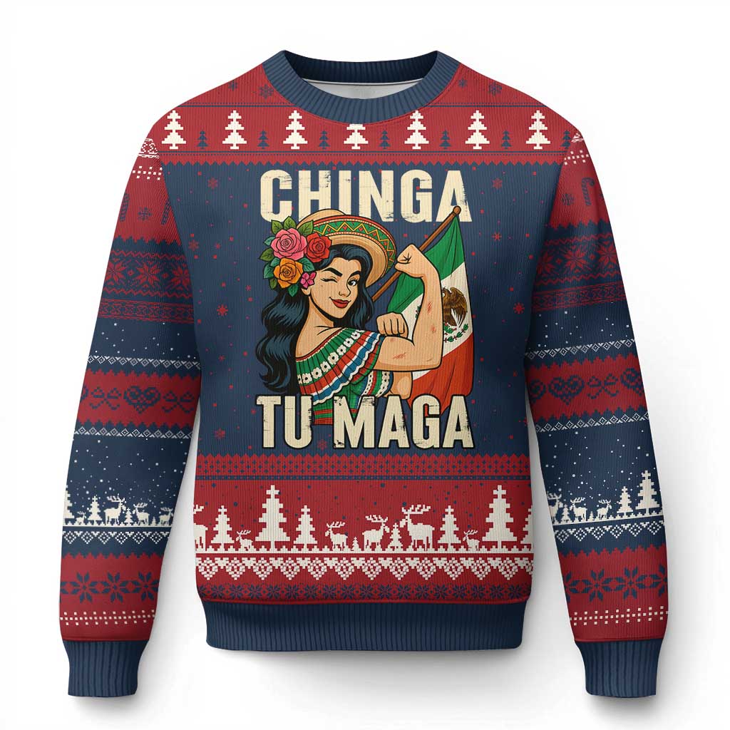 Chinga Tu Maga Protest Ugly Christmas Sweater Funny Mexican Women - Wonder Print Shop