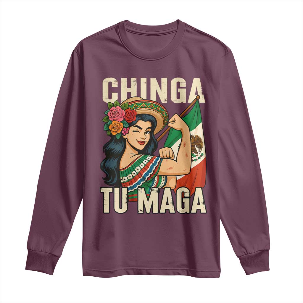 Chinga Tu Maga Protest Long Sleeve Shirt Funny Mexican Women - Wonder Print Shop
