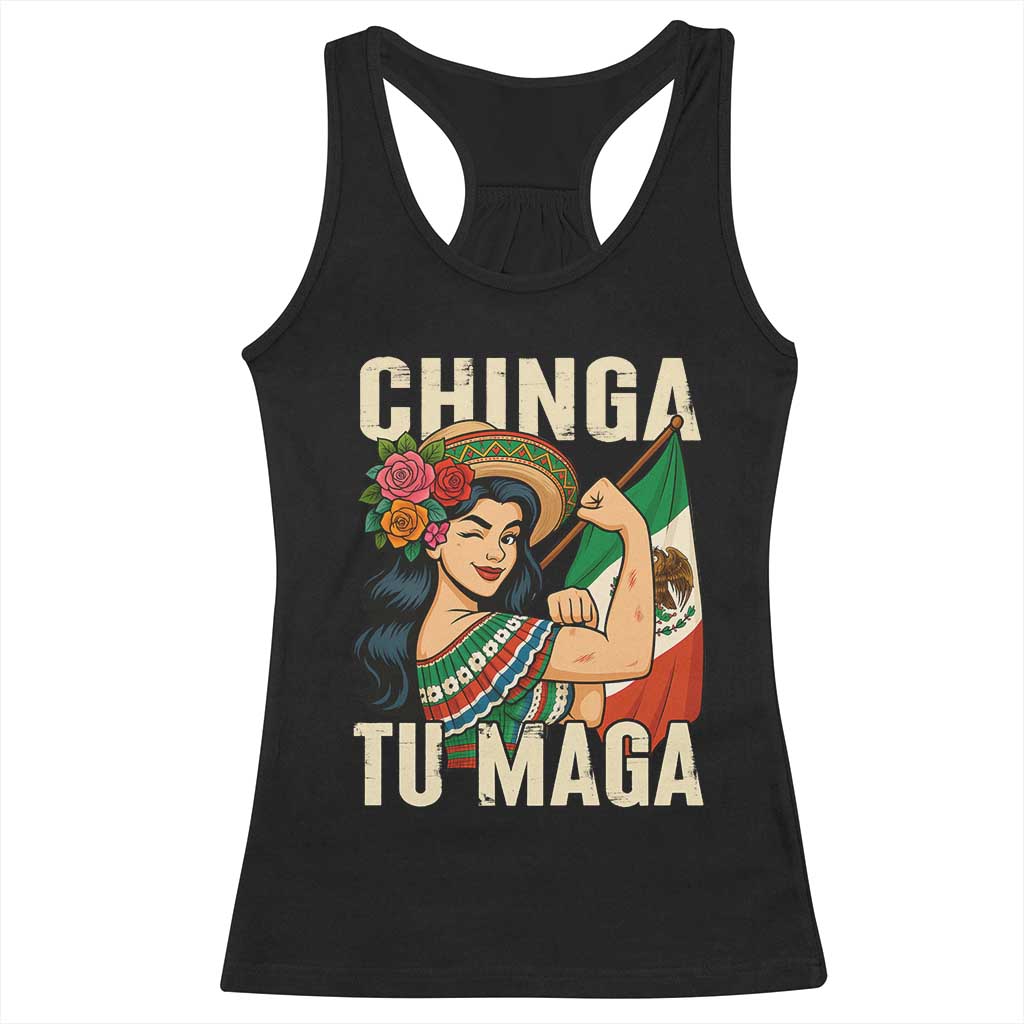 Chinga Tu Maga Protest Racerback Tank Top Funny Mexican Women - Wonder Print Shop