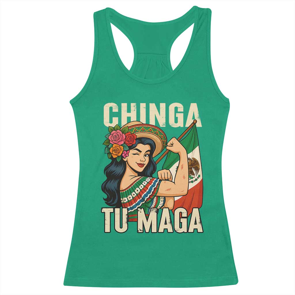 Chinga Tu Maga Protest Racerback Tank Top Funny Mexican Women - Wonder Print Shop
