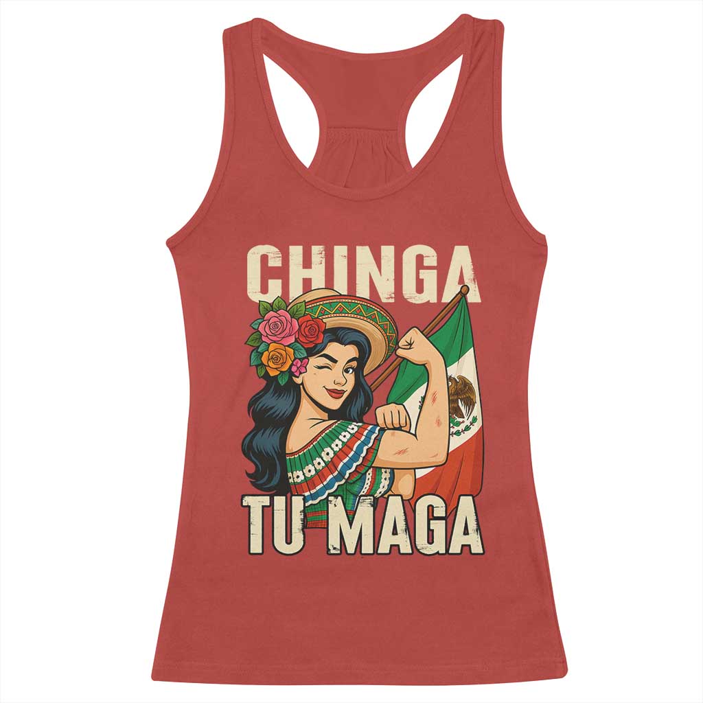 Chinga Tu Maga Protest Racerback Tank Top Funny Mexican Women - Wonder Print Shop