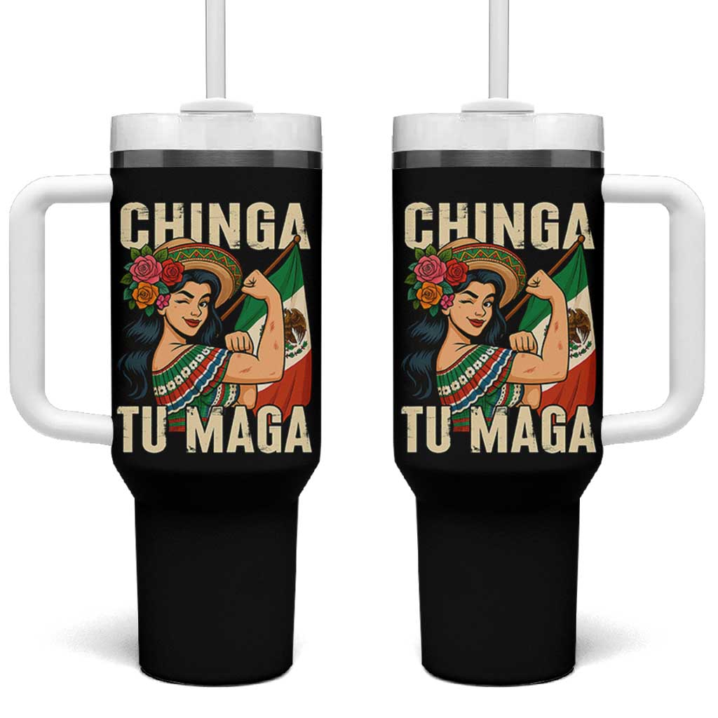 Chinga Tu Maga Protest Tumbler With Handle Funny Mexican Women - Wonder Print Shop