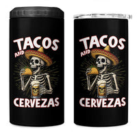 Tacos and Cervezas 4 in 1 Can Cooler Tumbler Funny Skeleton Drinking Beer Lovers