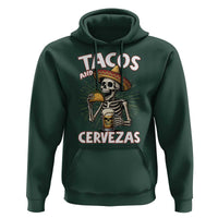Tacos and Cervezas Hoodie Funny Skeleton Drinking Beer Lovers - Wonder Print Shop