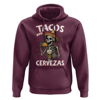 Tacos and Cervezas Hoodie Funny Skeleton Drinking Beer Lovers - Wonder Print Shop