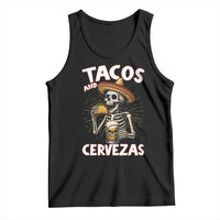 Tacos and Cervezas Tank Top Funny Skeleton Drinking Beer Lovers - Wonder Print Shop