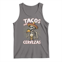 Tacos and Cervezas Tank Top Funny Skeleton Drinking Beer Lovers - Wonder Print Shop