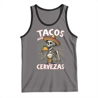 Tacos and Cervezas Tank Top Funny Skeleton Drinking Beer Lovers - Wonder Print Shop