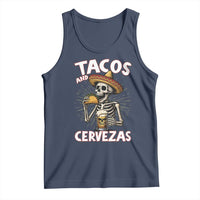 Tacos and Cervezas Tank Top Funny Skeleton Drinking Beer Lovers - Wonder Print Shop