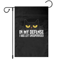 Sarcastic Black Cat Garden Flag In My Defense I Was Left Unsupervised - Wonder Print Shop