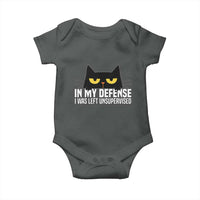 Sarcastic Black Cat Baby Onesie In My Defense I Was Left Unsupervised - Wonder Print Shop