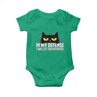 Sarcastic Black Cat Baby Onesie In My Defense I Was Left Unsupervised - Wonder Print Shop