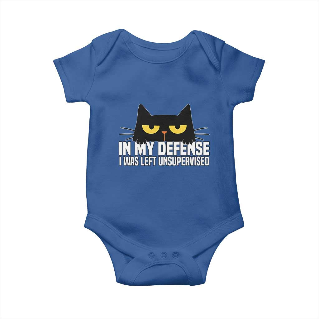 Sarcastic Black Cat Baby Onesie In My Defense I Was Left Unsupervised - Wonder Print Shop