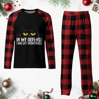 Sarcastic Black Cat Plaid Pajama Set In My Defense I Was Left Unsupervised - Wonder Print Shop