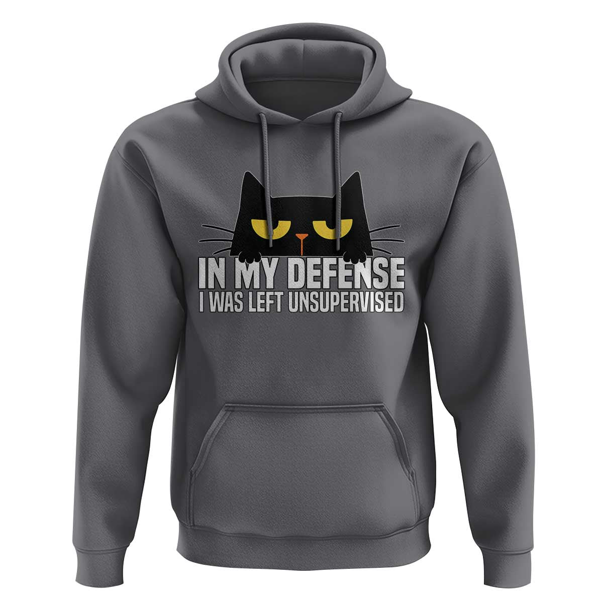 Sarcastic Black Cat Hoodie In My Defense I Was Left Unsupervised - Wonder Print Shop