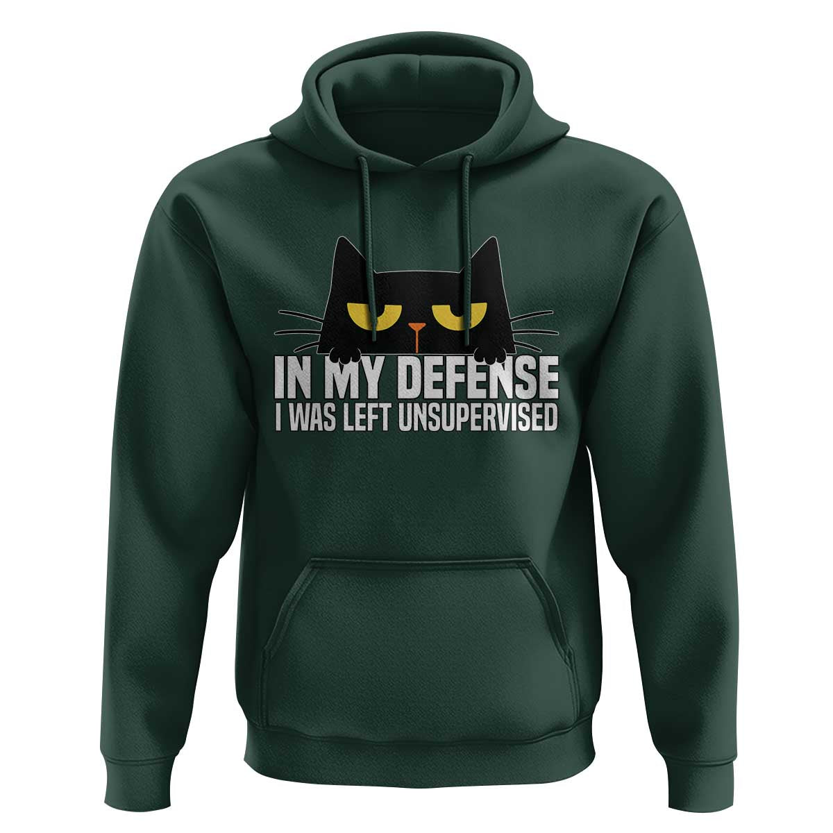 Sarcastic Black Cat Hoodie In My Defense I Was Left Unsupervised - Wonder Print Shop