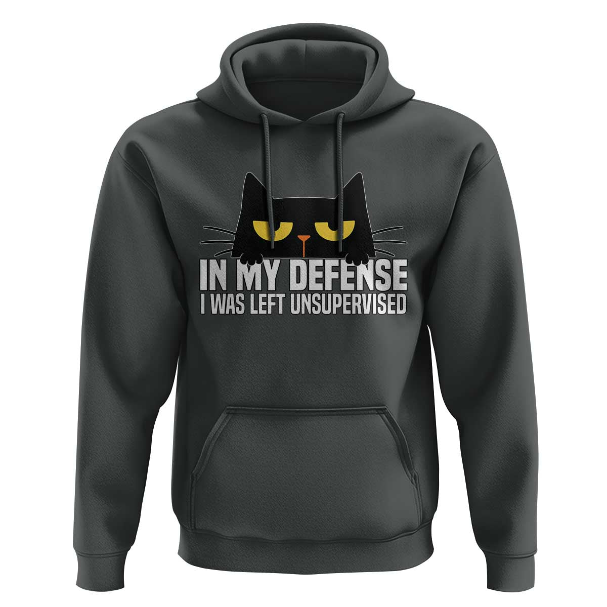 Sarcastic Black Cat Hoodie In My Defense I Was Left Unsupervised - Wonder Print Shop
