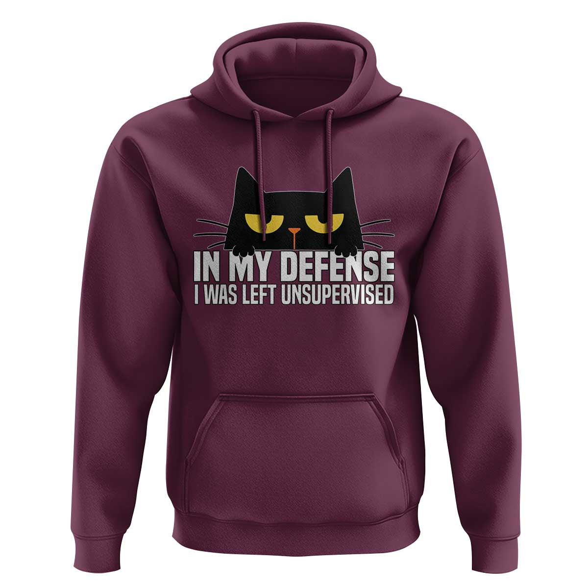 Sarcastic Black Cat Hoodie In My Defense I Was Left Unsupervised - Wonder Print Shop