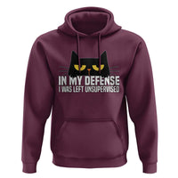 Sarcastic Black Cat Hoodie In My Defense I Was Left Unsupervised - Wonder Print Shop